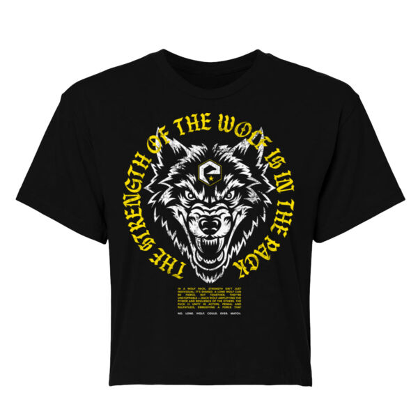 EVOLUTION - STRENGTH OF THE WOLF - WOMEN'S CROPPED T-SHIRT - BLACK - $SZPB58$ Thumbnail